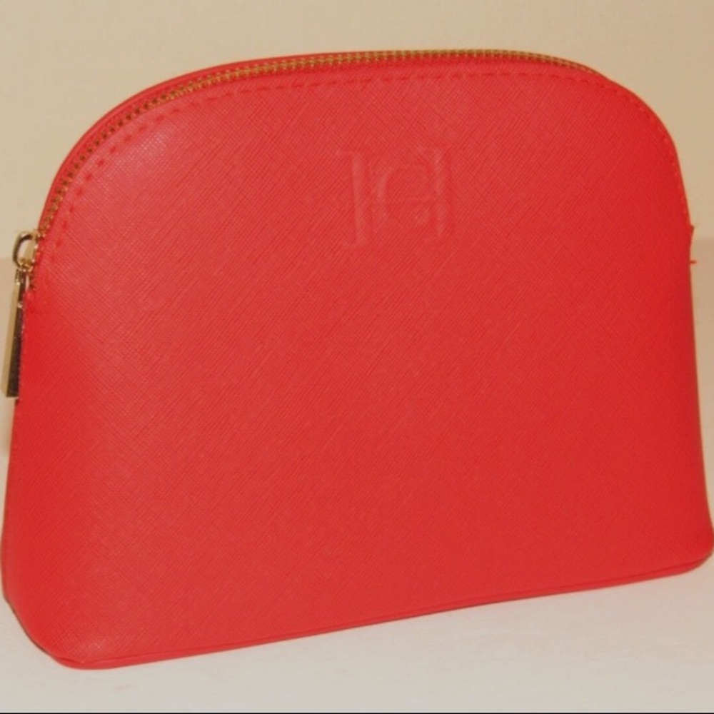 Carolina Herrera Beaute Signature Shell Red Pouch Monogram Makeup Bag